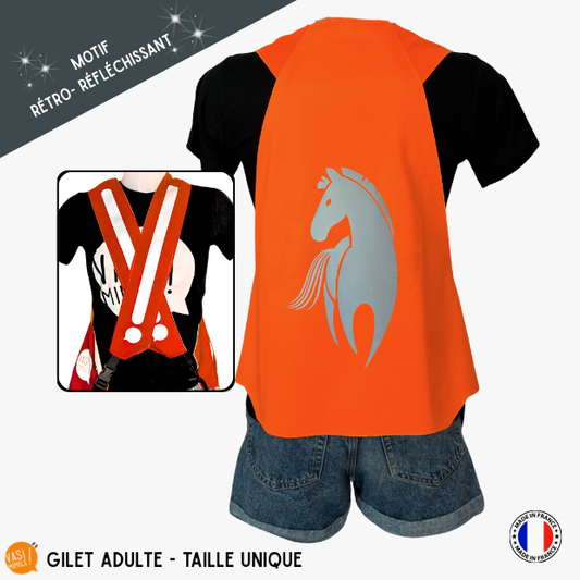 Gilet adulte fluo réfléchissant - Cheval