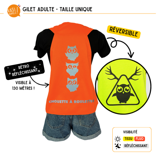 Gilet fluo réversible - Chouette à roulettes