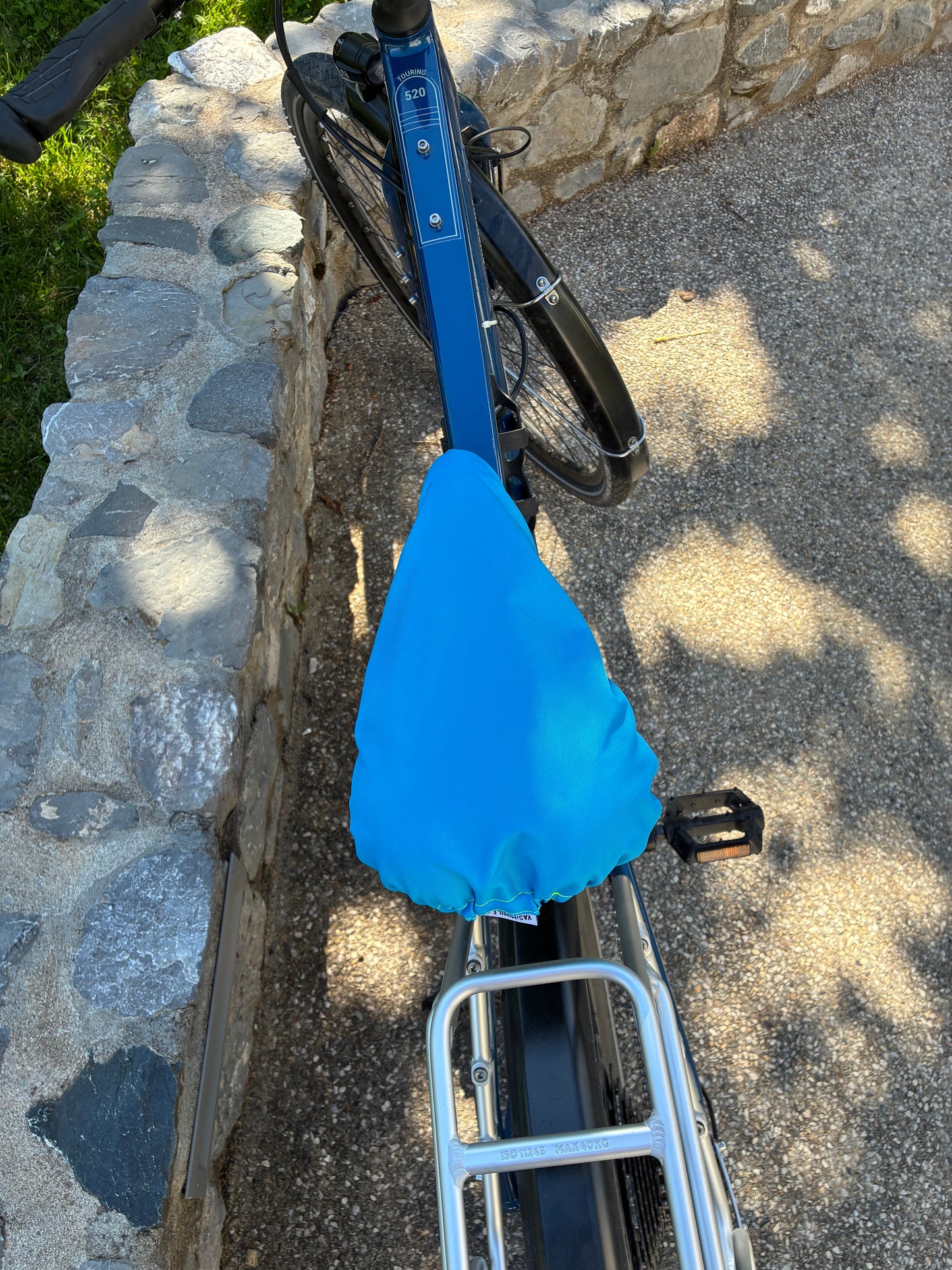 Couvre selle imperméable réversible - Bleu et jaune fluo