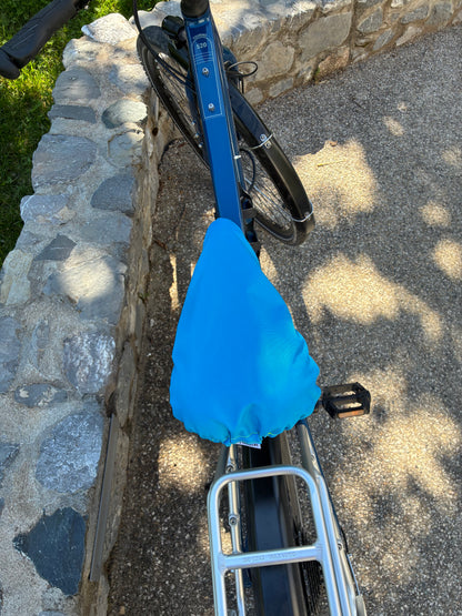 Couvre selle imperméable réversible - Bleu et jaune fluo