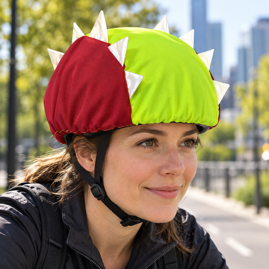 Couvre casque imperméable rouge - Crête réfléchissante
