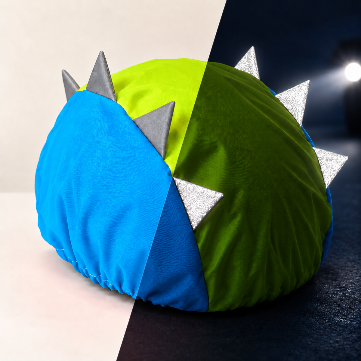 Couvre casque imperméable bleu - Crête réfléchissante
