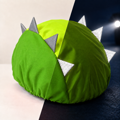 Couvre casque imperméable vert - Crête réfléchissante