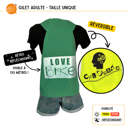 Gilet fluo réversible - Love Bike & Cyclopathe