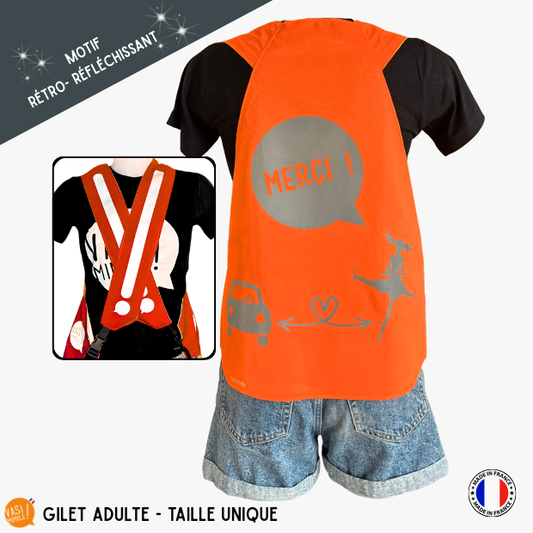 Gilet adulte fluo réfléchissant - Merci