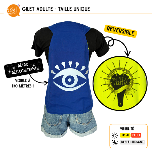 Fin de série ! Gilet fluo réversible - Oeil & In velo veritas Indigo