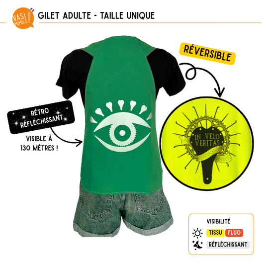 Fin de série ! Gilet fluo réversible - Oeil & In velo veritas Vert