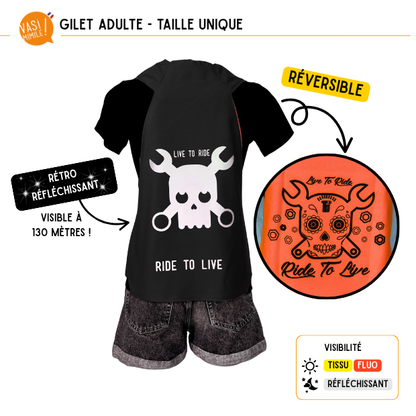 Gilet fluo réversible - Live to ride & Ride to live