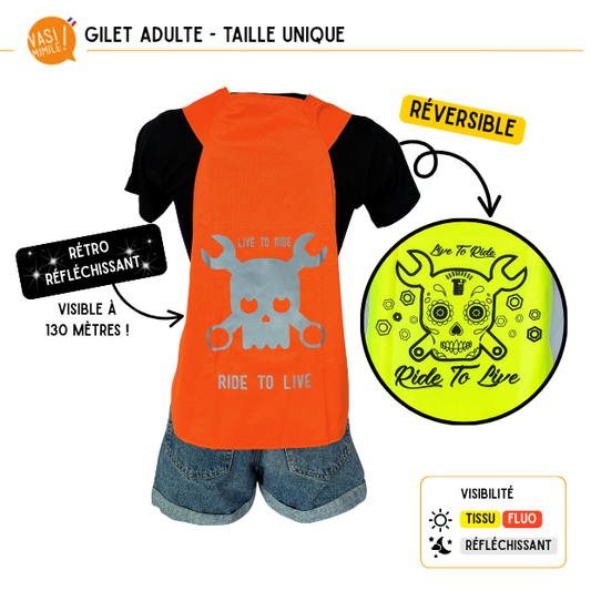 Gilet fluo réversible - Live to ride & Ride to live