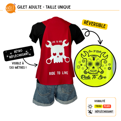 Gilet fluo réversible - Live to ride & Ride to live