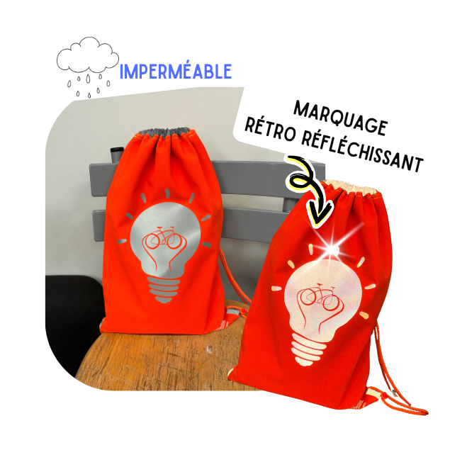 Sac Cordon imperméable - Fluo et réfléchissant