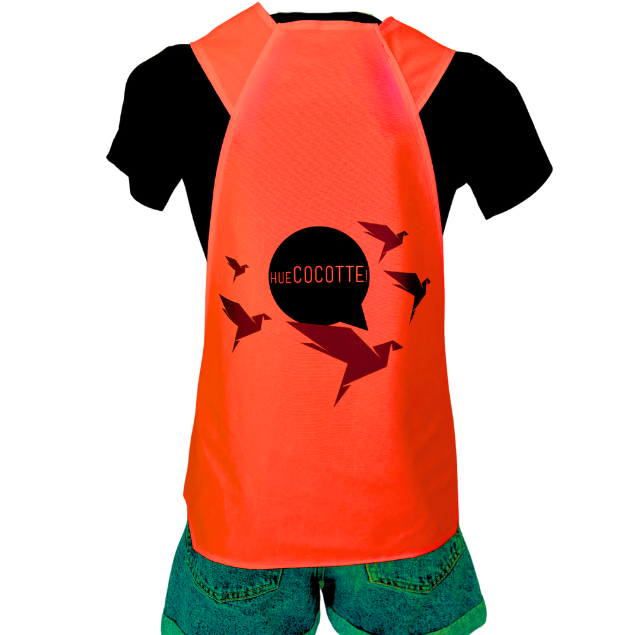 Gilet adulte réversible - Noir & Orange fluo - Choisis tes motifs