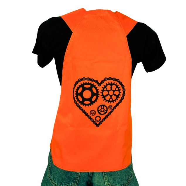 Gilet adulte réversible - Noir & Orange fluo - Choisis tes motifs