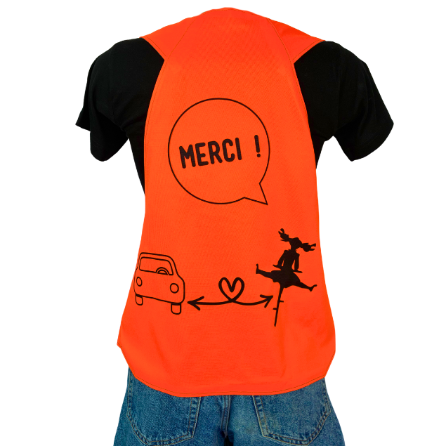 Gilet adulte réversible - Noir & Orange fluo - Choisis tes motifs
