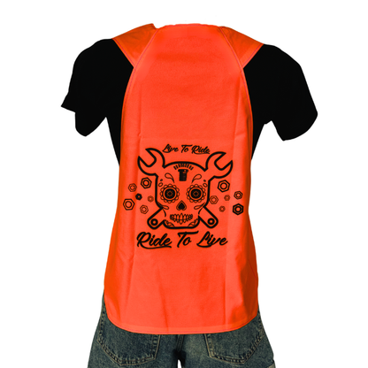 Gilet adulte réversible - Noir & Orange fluo - Choisis tes motifs