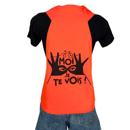 Gilet adulte réversible - Noir & Orange fluo - Choisis tes motifs