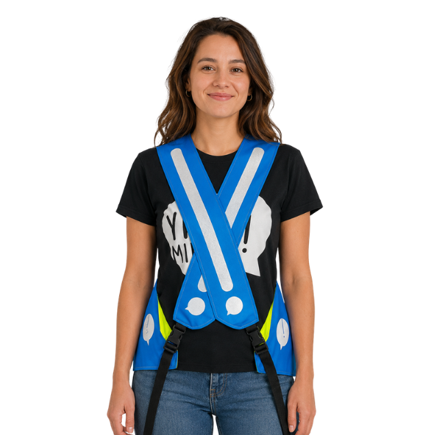 Gilet adulte réversible - Bleu & Jaune fluo