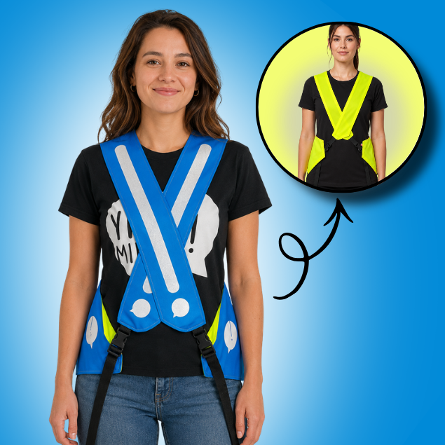 Gilet adulte réversible - Bleu & Jaune fluo