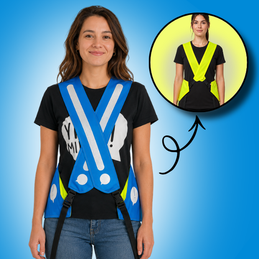 Gilet adulte réversible - Bleu & Jaune fluo