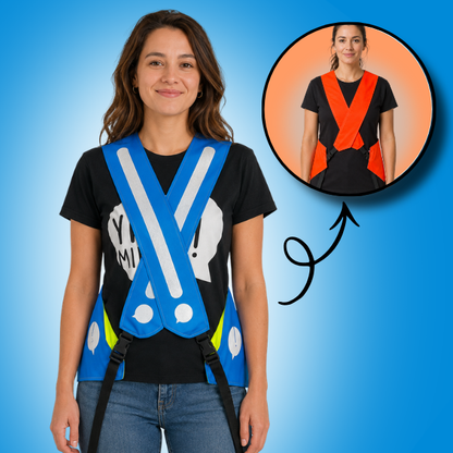 Gilet adulte réversible - Bleu & Orange fluo - Choisis tes motifs