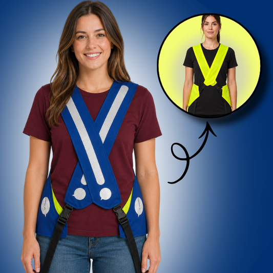 Gilet adulte réversible - Indigo & Jaune fluo