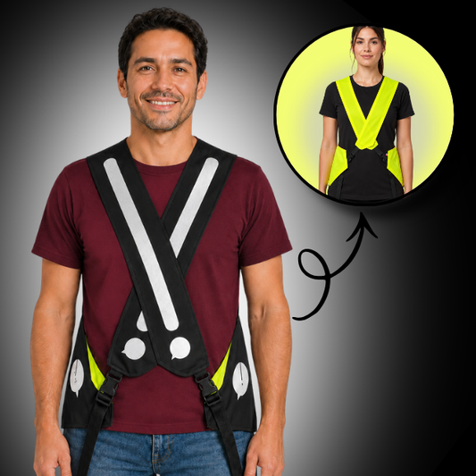 Gilet adulte réversible - Noir & Jaune fluo