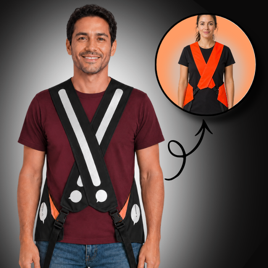 Gilet adulte réversible - Noir & Orange fluo