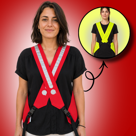 Gilet adulte réversible - Rouge & Jaune fluo