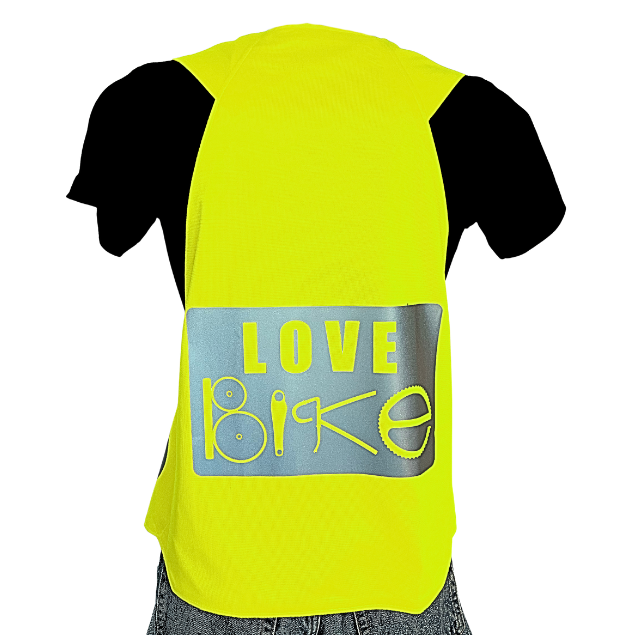 Fin de série ! Gilet fluo réversible - Love Bike Passionnément Jaune