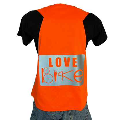 Fin de série ! Gilet fluo réversible - Love Bike Passionnément Orange