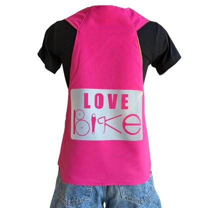 Fin de série ! Gilet fluo réversible - Love Bike Passionnément Rose