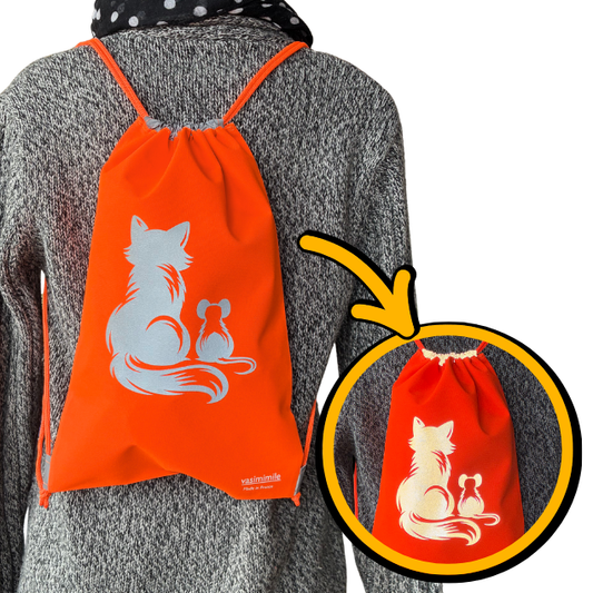 Sac Cordon imperméable - Fluo et réfléchissant Chat et Souris
