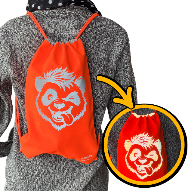Sac Cordon imperméable - Fluo et réfléchissant Panda