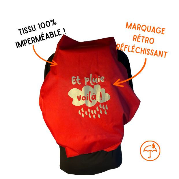 Couvre-sac imperméable - Et pluie voilà (rouge)