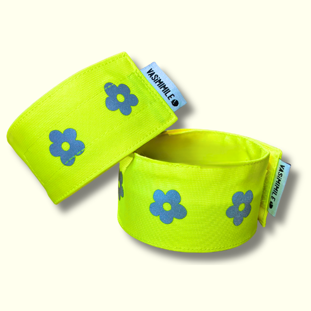 Duo serre-pantalon - Jaune - Choisis ton motif réfléchissant