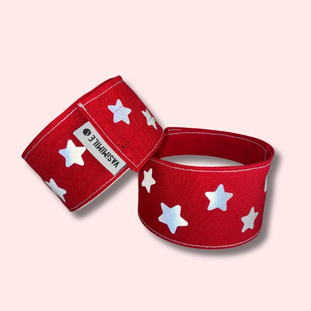 Duo serre-pantalon - Rouge - Choisis ton motif réfléchissant