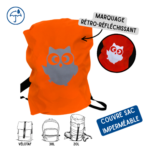 Couvre sac imperméable - Chouette Orange
