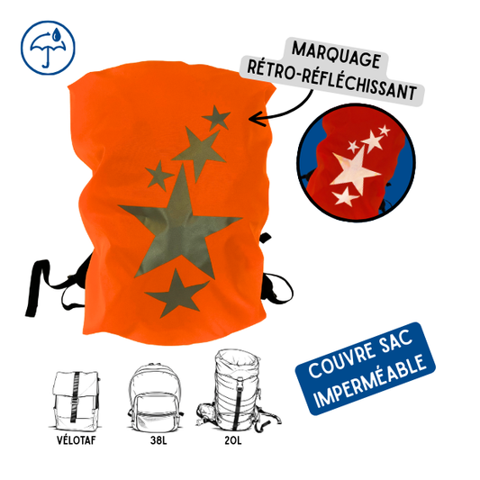 Couvre sac imperméable - Etoiles Orange