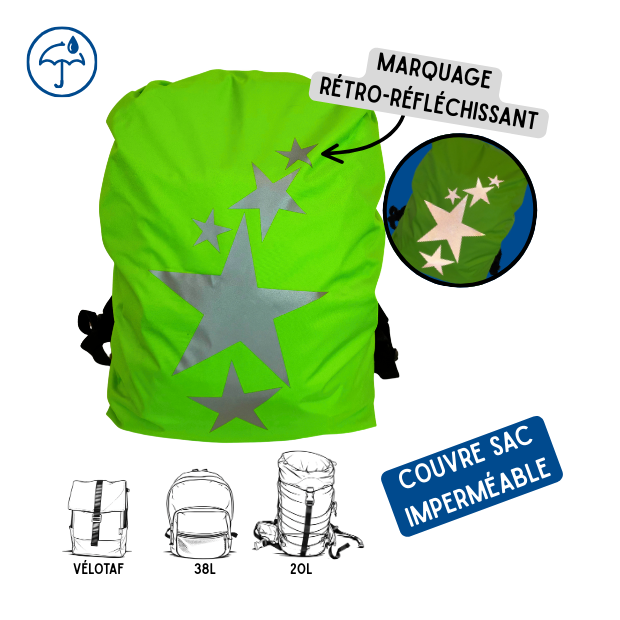 Couvre sac imperméable - Etoiles Vert