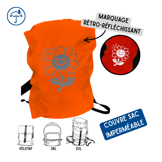 Couvre sac imperméable - Flower feel good Orange
