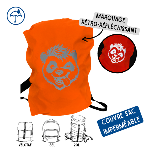 Couvre sac imperméable - Panda Orange