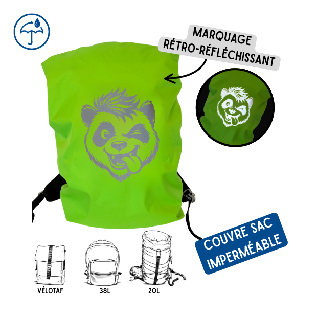 Couvre sac imperméable - Panda Vert