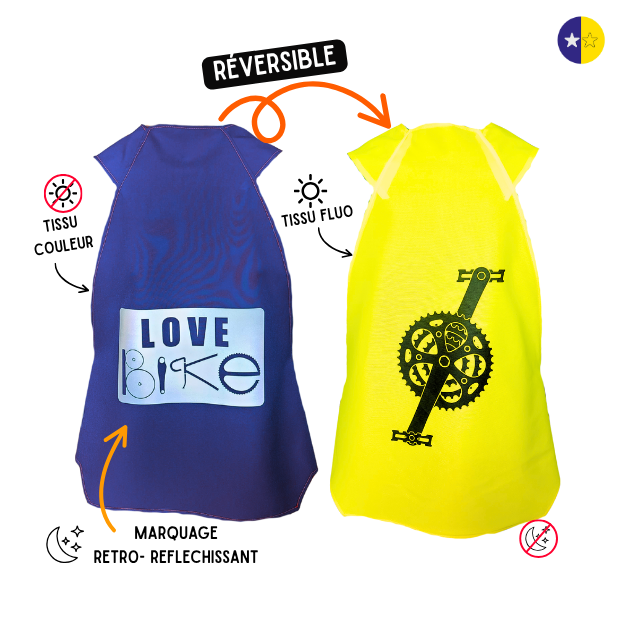 Gilet fluo Reversible - Love Bike & Pédalier