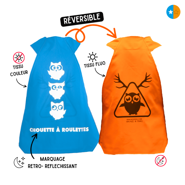 Gilet fluo réversible - Chouette à roulettes
