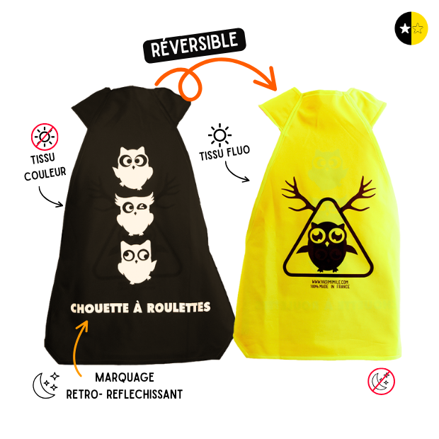 Gilet fluo réversible - Chouette à roulettes