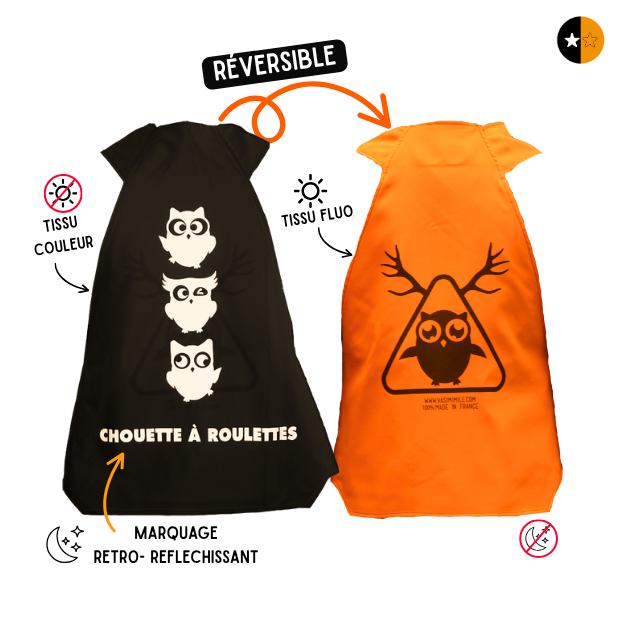 Gilet fluo réversible - Chouette à roulettes