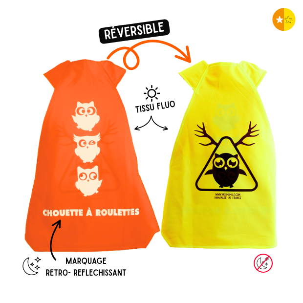 Gilet fluo réversible - Chouette à roulettes