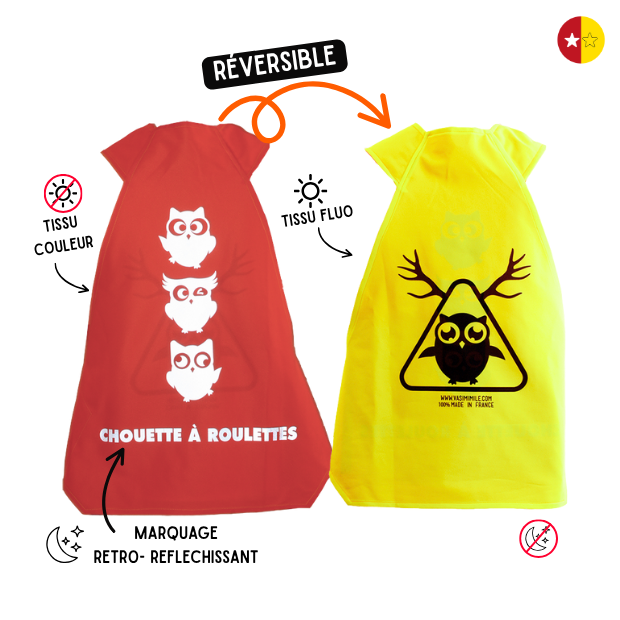 Gilet fluo réversible - Chouette à roulettes