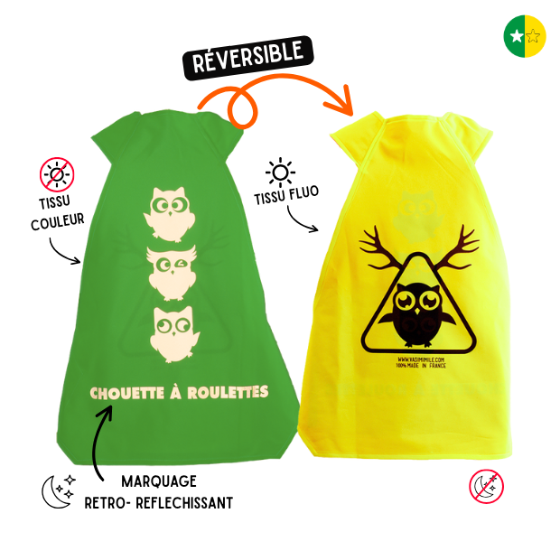 Gilet fluo réversible - Chouette à roulettes
