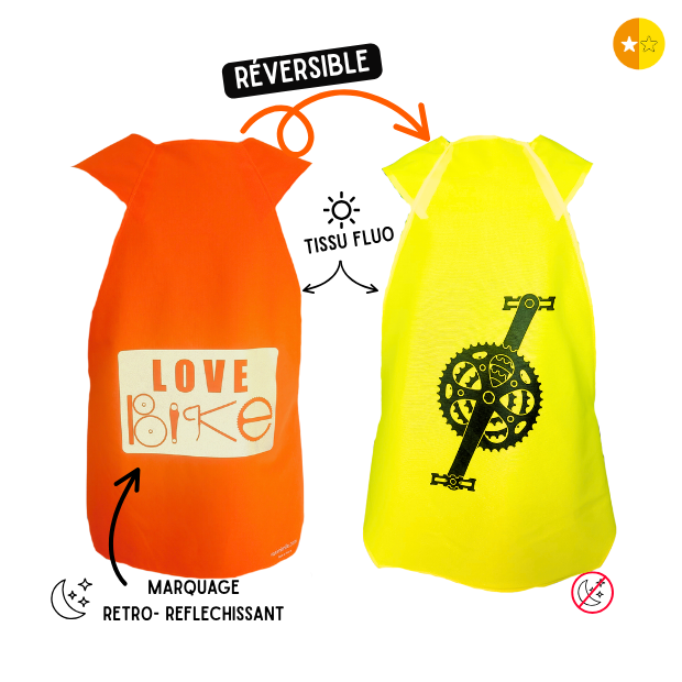 Gilet fluo Reversible - Love Bike & Pédalier